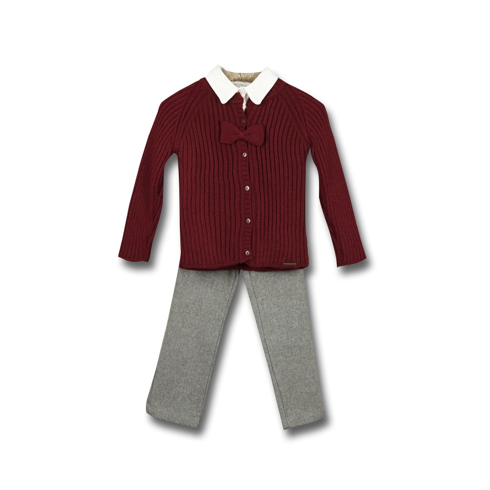 Compleu Baieti Papion Visiniu 14362, 4-5 ani