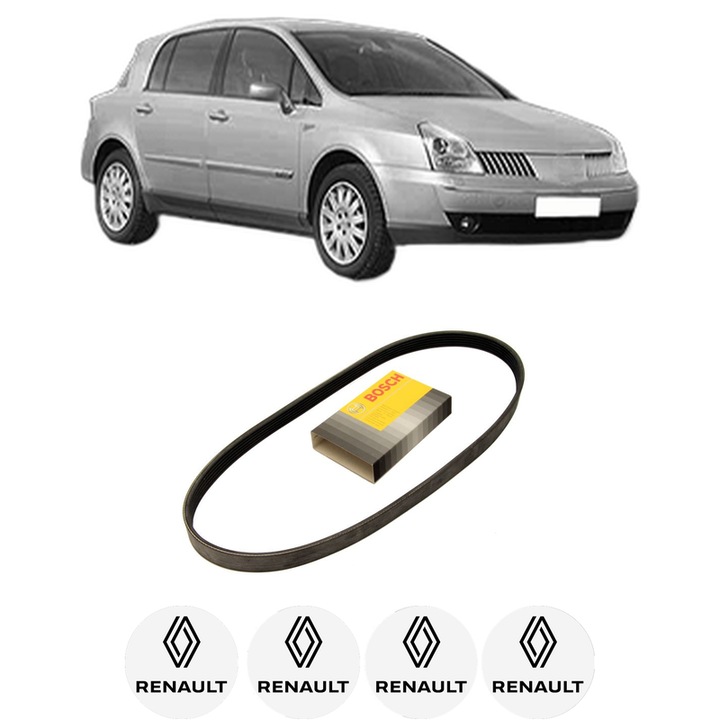 Curea transmisie accesorii RENAULT VEL SATIS (BJ0_) 2.0 16V Turbo (BJ0K) din 2002-2009, auto, Bosch, 4x Stickere auto cu RENAULT