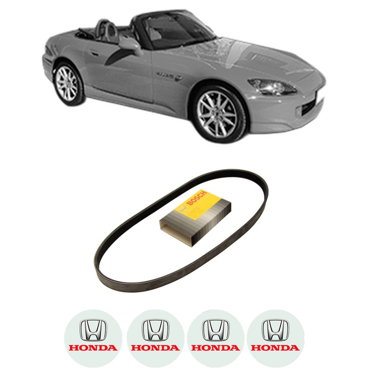 Curea transmisie accesorii HONDA S2000 (AP) 2.0 Vtec din 1999-2003, auto, Bosch, 4x Stickere auto cu HONDA