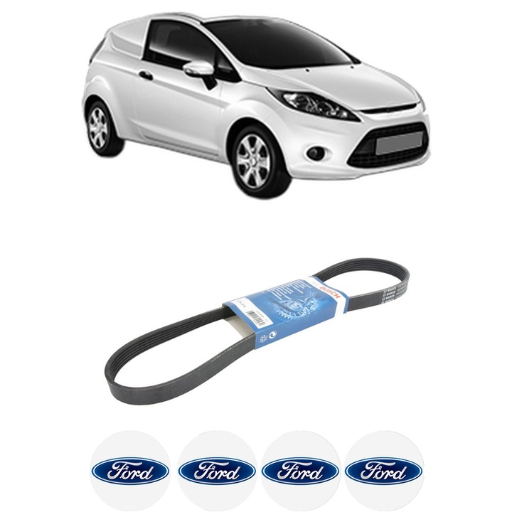Curea transmisie accesorii FORD FIESTA VI Van 1.6 TDCi din 2010-2015, auto, Bosch, 4x Stickere auto cu FORD