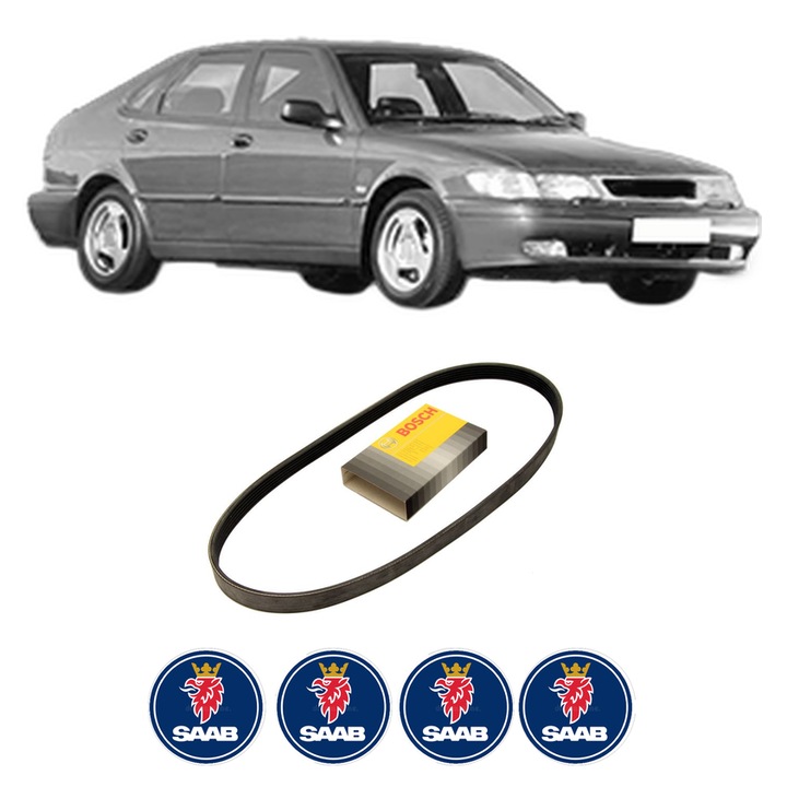 Curea transmisie accesorii SAAB 9-3 (YS3D) 2.0 Turbo din 1998-2002, auto, Bosch, 4x Stickere auto cu SAAB