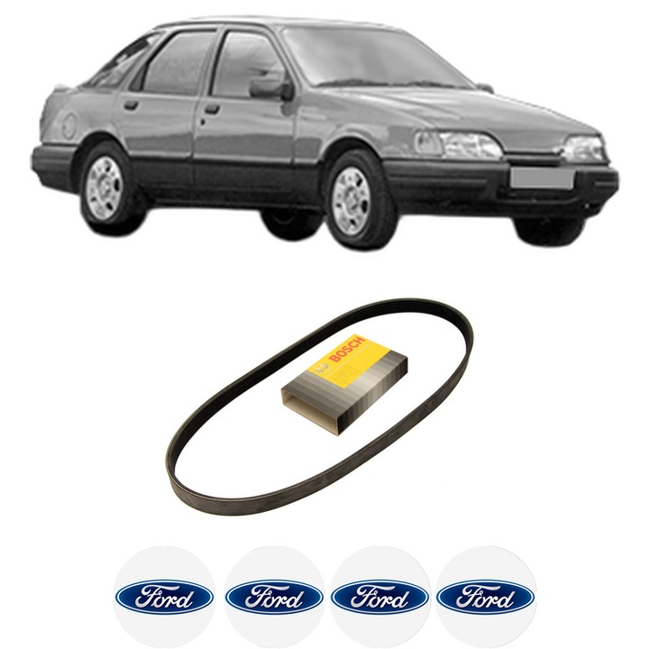 Curea transmisie accesorii FORD SIERRA II Hatchback (GBC, GBG) 2.0 i din 1989-1993, auto, Bosch, 4x Stickere auto cu FORD