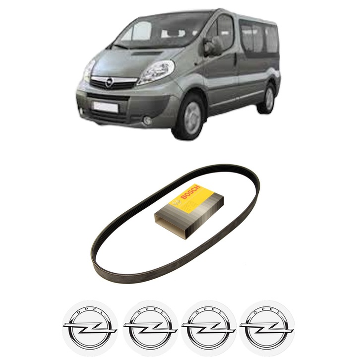 Curea transmisie accesorii OPEL VIVARO A Bus (X83) 2.0 16V (F7, J7, A07) din 2001-2006, auto, Bosch, 4x Stickere auto cu OPEL
