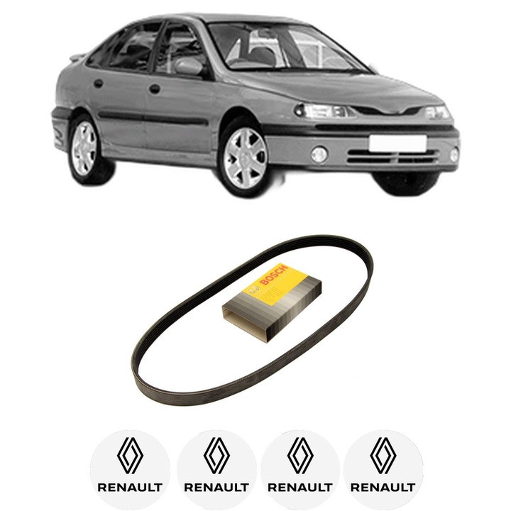 Curea transmisie accesorii RENAULT LAGUNA I (B56_, 556_) 1.9 dCi (B56W) din 1999-2001, auto, Bosch, 4x Stickere auto cu RENAULT