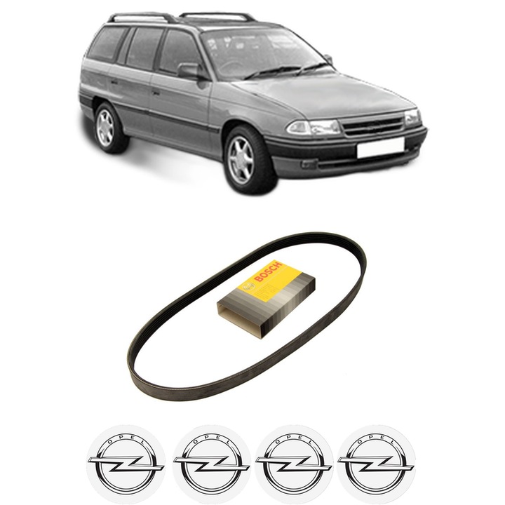 Curea transmisie accesorii OPEL ASTRA F Estate (T92) 1.6 Si (F35, M35) din 1992-1994, auto, Bosch, 4x Stickere auto cu OPEL