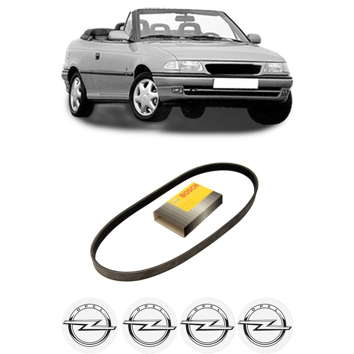 Curea transmisie accesorii OPEL ASTRA F Convertible (T92) 1.6 i din 1993-1996, auto, Bosch, 4x Stickere auto cu OPEL