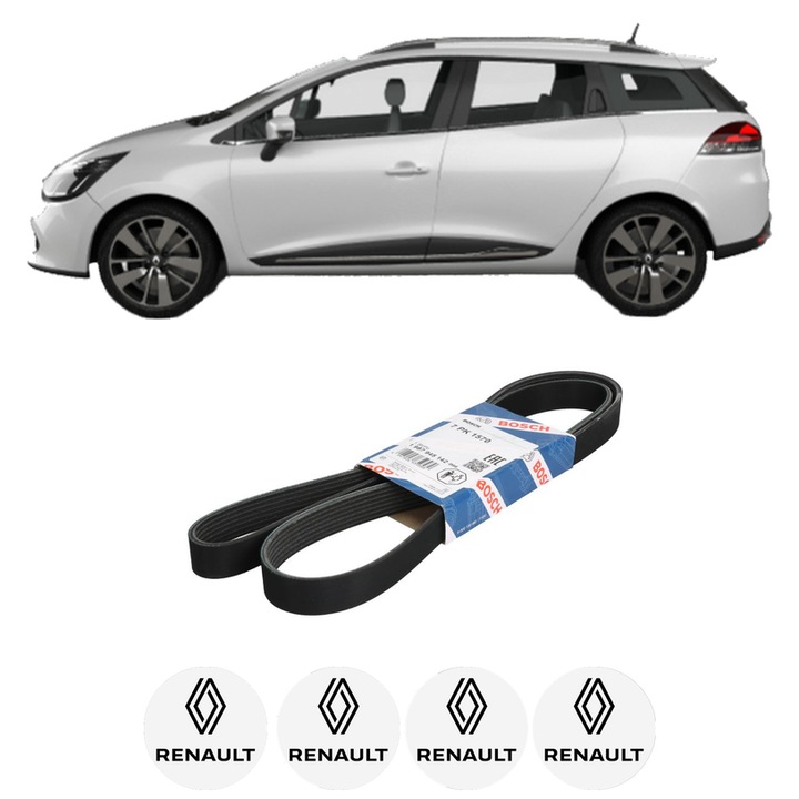 Curea transmisie accesorii RENAULT CLIO IV Estate Van (KH_) 0.9 TCe 90 din 2014-2021, auto, Bosch, 4x Stickere auto cu RENAULT