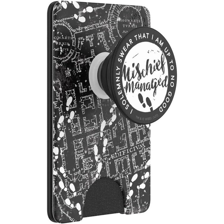 Suport universal de telefon si tableta PopSockets, tip portofel pentru carduri, PopWallet Marauder's Map Harry Potter