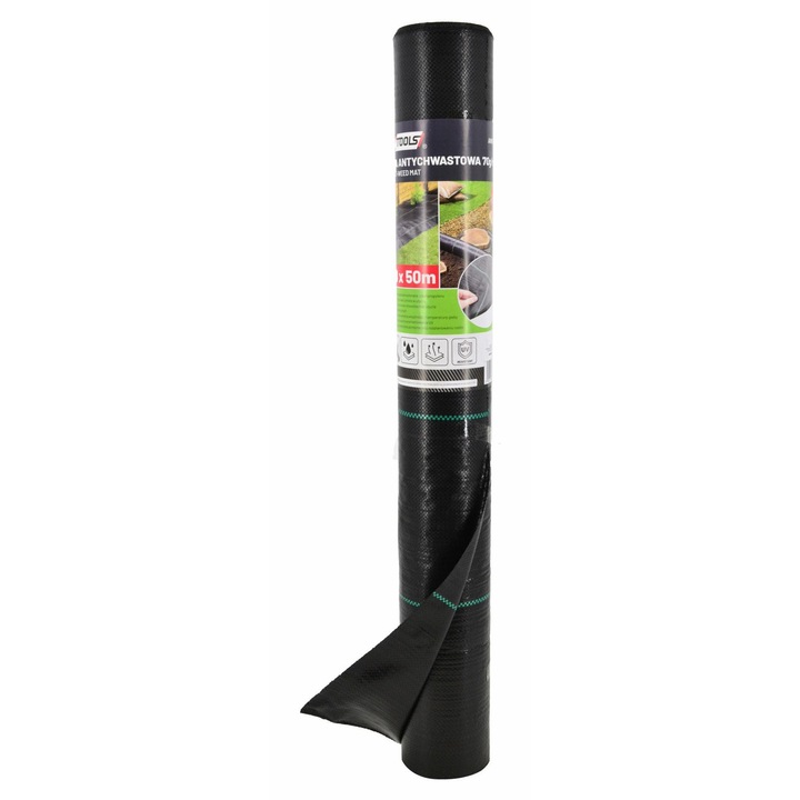 AWTOOLS Agrotextil fólia, 0,8x50m, 70g/m2, fekete, tekercs