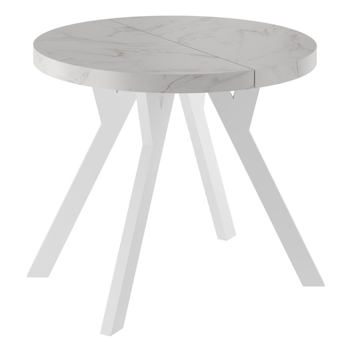 Masa rotunda extensibila Balut, 100-200 cm, PAL, 75 cm, alb