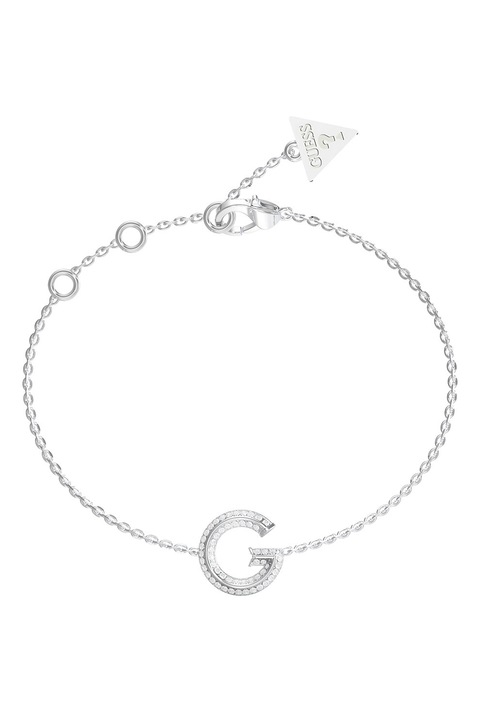 GUESS, Bratara din otel inoxidabil decorata cu cristale, Argintiu, 14.6 CM