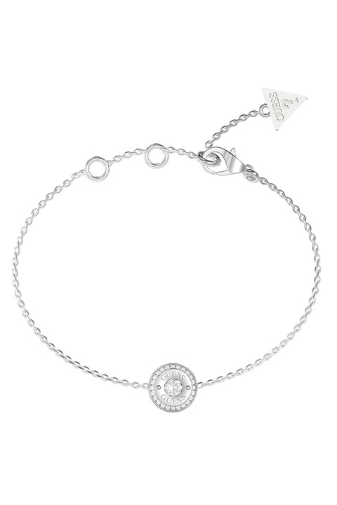GUESS, Bratara din otel inoxidabil decorata cu cristale zirconia, Argintiu, 14.6 CM
