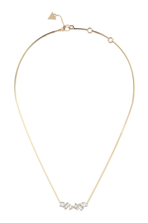 GUESS, Колие с циркони, Бял, Златист