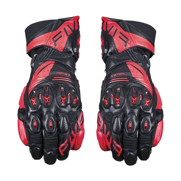 FIVE RFX1 EVO motoros kesztyű, bőr, fekete-piros-fluo, XL méret