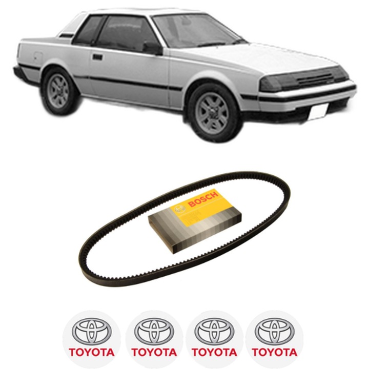 Curea transmisie accesorii TOYOTA CELICA Coupe (_T16_) 1.6 (AT160_, AT160R) din 1986-1989, auto, Bosch, 4x Stickere auto cu TOYOTA