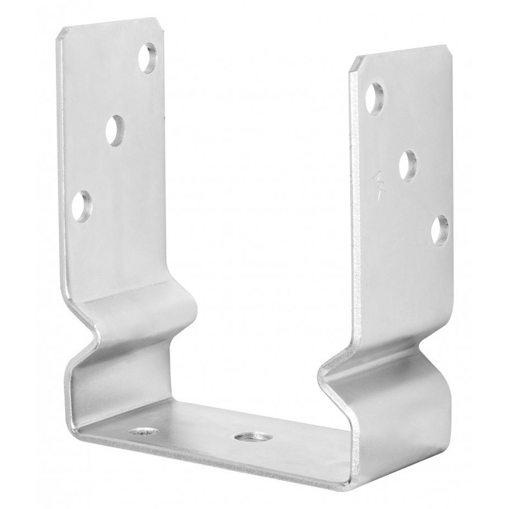 Set 6x Baza Stalp, BKshop, Ancora Pentru Prindere, UZ 120, Otel Zincat Rezistent La Coroziune, Stabil Si Usor De Montat, Ideal Pentru Altane Pergole Garduri Terase Garaje, Tip U Cu Intarire, 120 x 60 x 4 mm, Argintiu