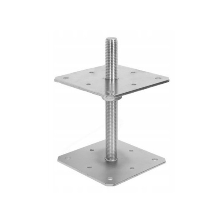 Set 4x Baza Stalp, BKshop, PSR3 M24, Tip U Reglabil, Pentru Fixare, Otel Zincat Rezistent La Coroziune, Stabil Si Usor De Montat, Ideal Pentru Garduri Altane Pergole Terase, 250 x 160 x 160 x 4.8 mm, Argintiu