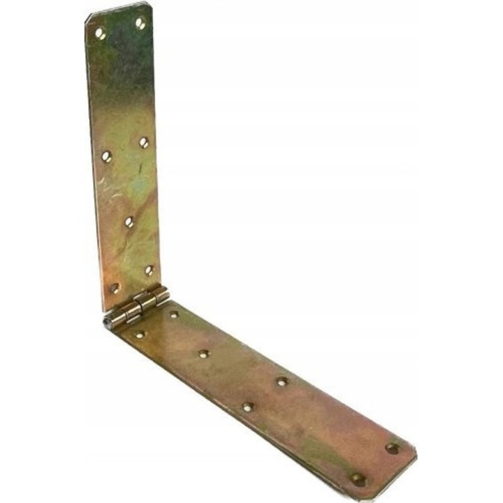 Set 10x Balama Constructie, BKshop, Din Otel Zincat, Solida Si Durabila, Usor De Montat, Rezistenta La Coroziune, Ideala Pentru Usi, Porti, Dulapuri Si Proiecte DIY, Deschidere 180°, Dimensiune 400 x 50 x 2 mm, Auriu