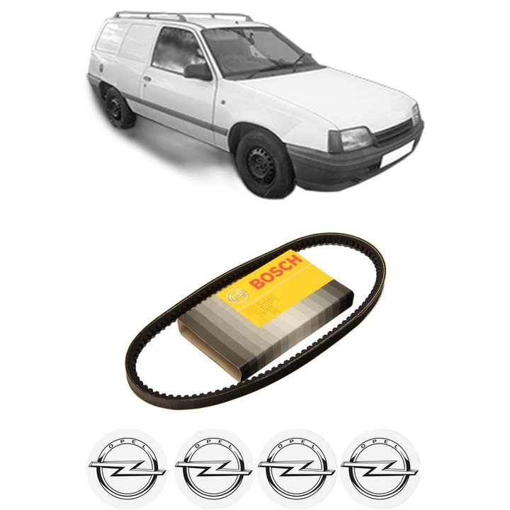 Curea transmisie accesorii OPEL KADETT E Estate Van (T85) 1.6 D (C70, D70) din 1984-1988, auto, Bosch, 4x Stickere auto cu OPEL
