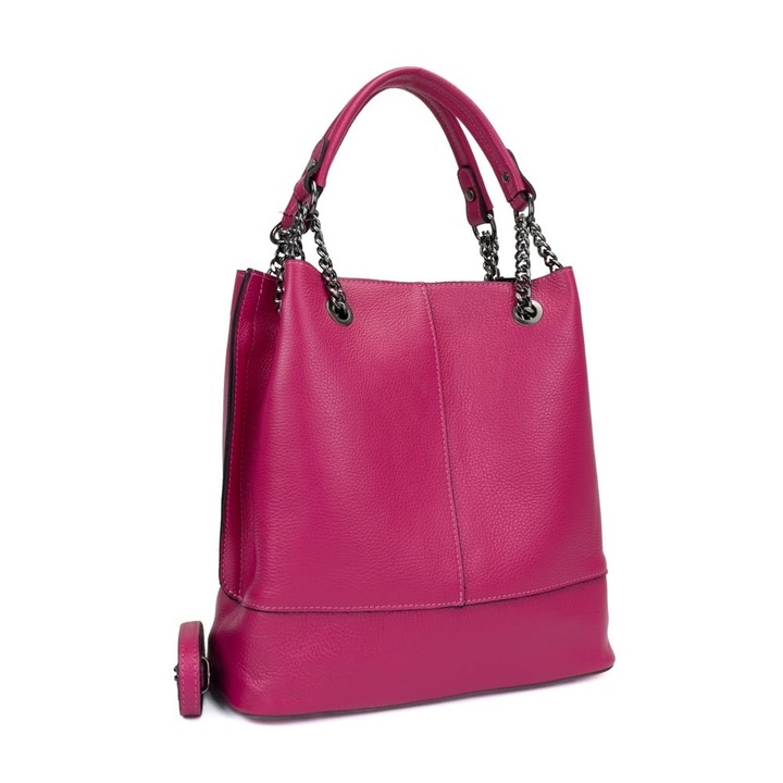 Poseta Piele Lucia - Fucsia, Geanta Casual din Piele Naturala, Geanta, Genti
