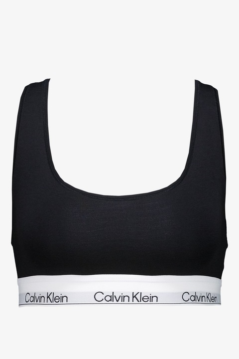CALVIN KLEIN, Bustiera din amestec de modal si bumbac cu banda logo, Alb/Negru