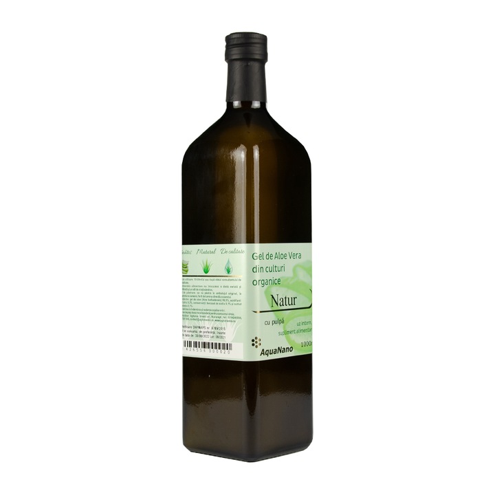 Gel de Aloe Vera cu pulpa, in flacon din sticla, 1000ml