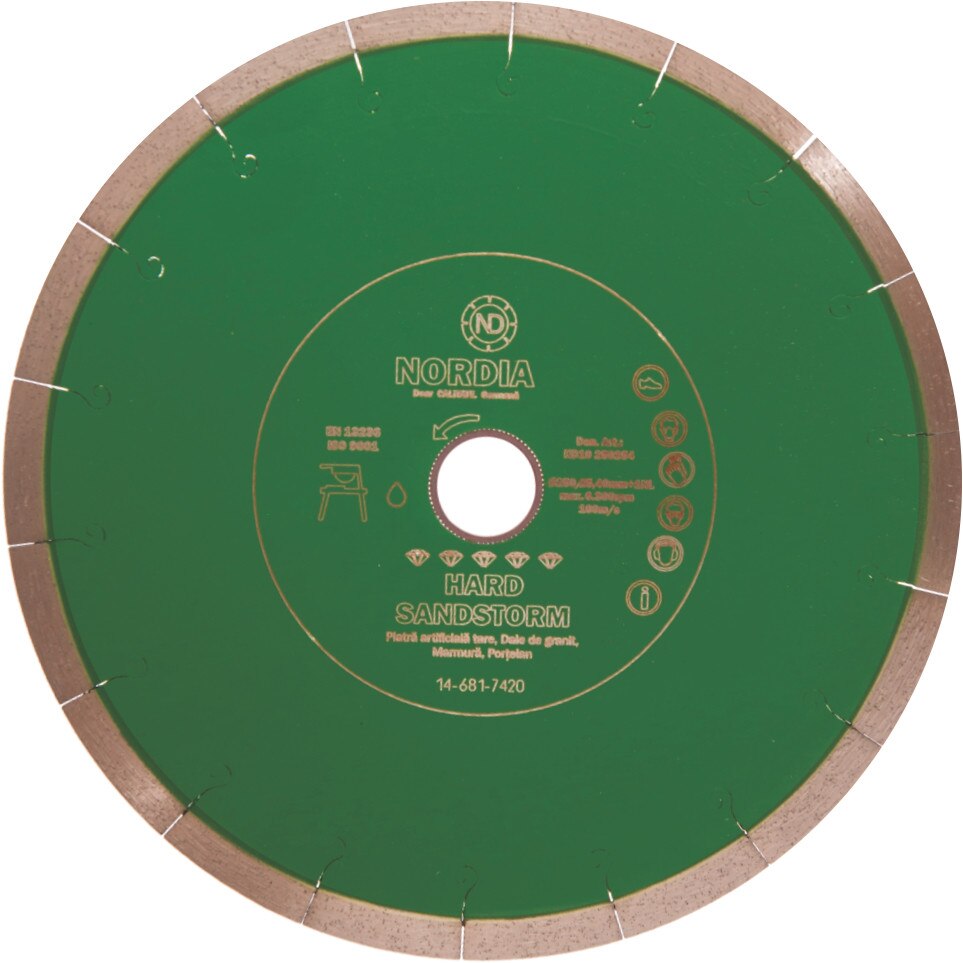 Disc diamantat NORDIA Hard Sandstorm, 350 x 30 x 2.4 x 10 mm, pentru masina de debitat cu apa
