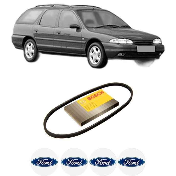 Curea transmisie accesorii FORD MONDEO I Turnier (BNP) 2.5 i 24V din 1994-1996, auto, Bosch, 4x Stickere auto cu FORD