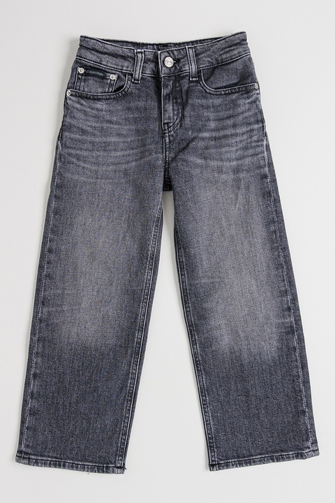 Calvin Klein, Mosott hatású relaxed fit farmernadrág, Sötétszürke