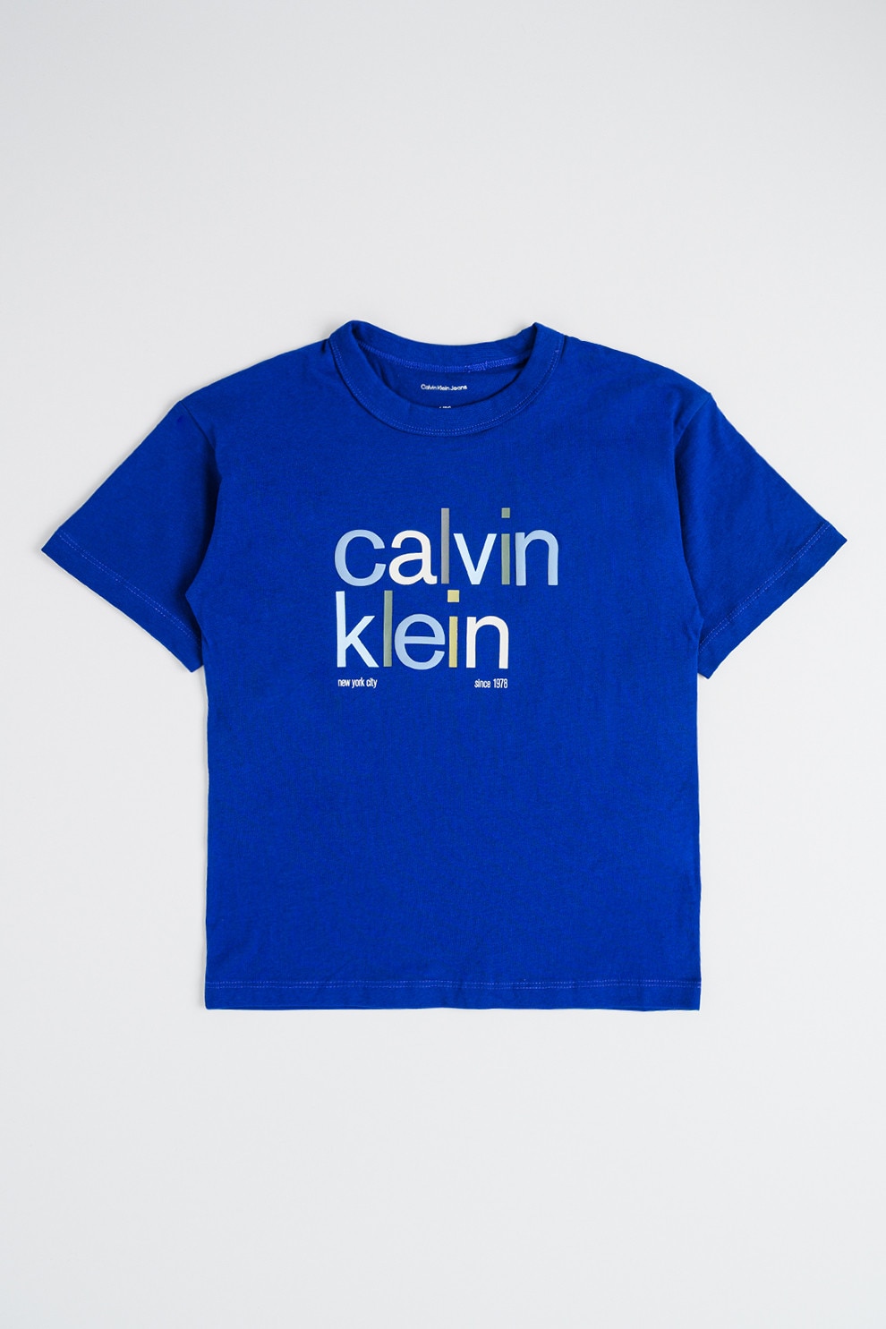 Calvin Klein, Tricou cu logo, Albastru inchis, Kaki, 164 CM