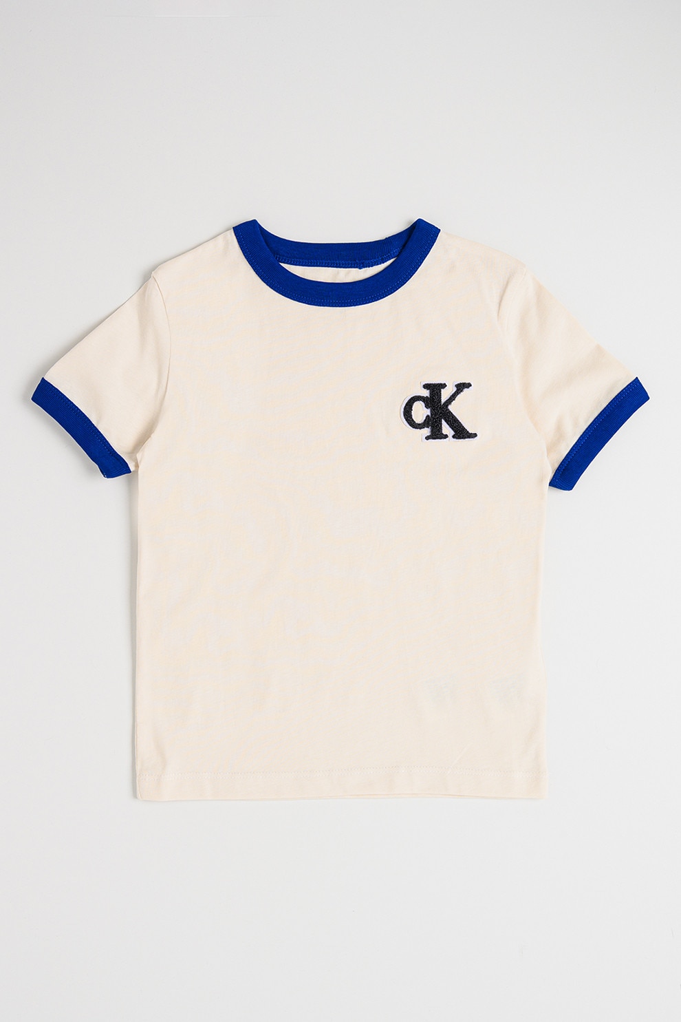 Calvin Klein, Tricou regular fit de bumbac, Albastru inchis, Bej, 170 CM