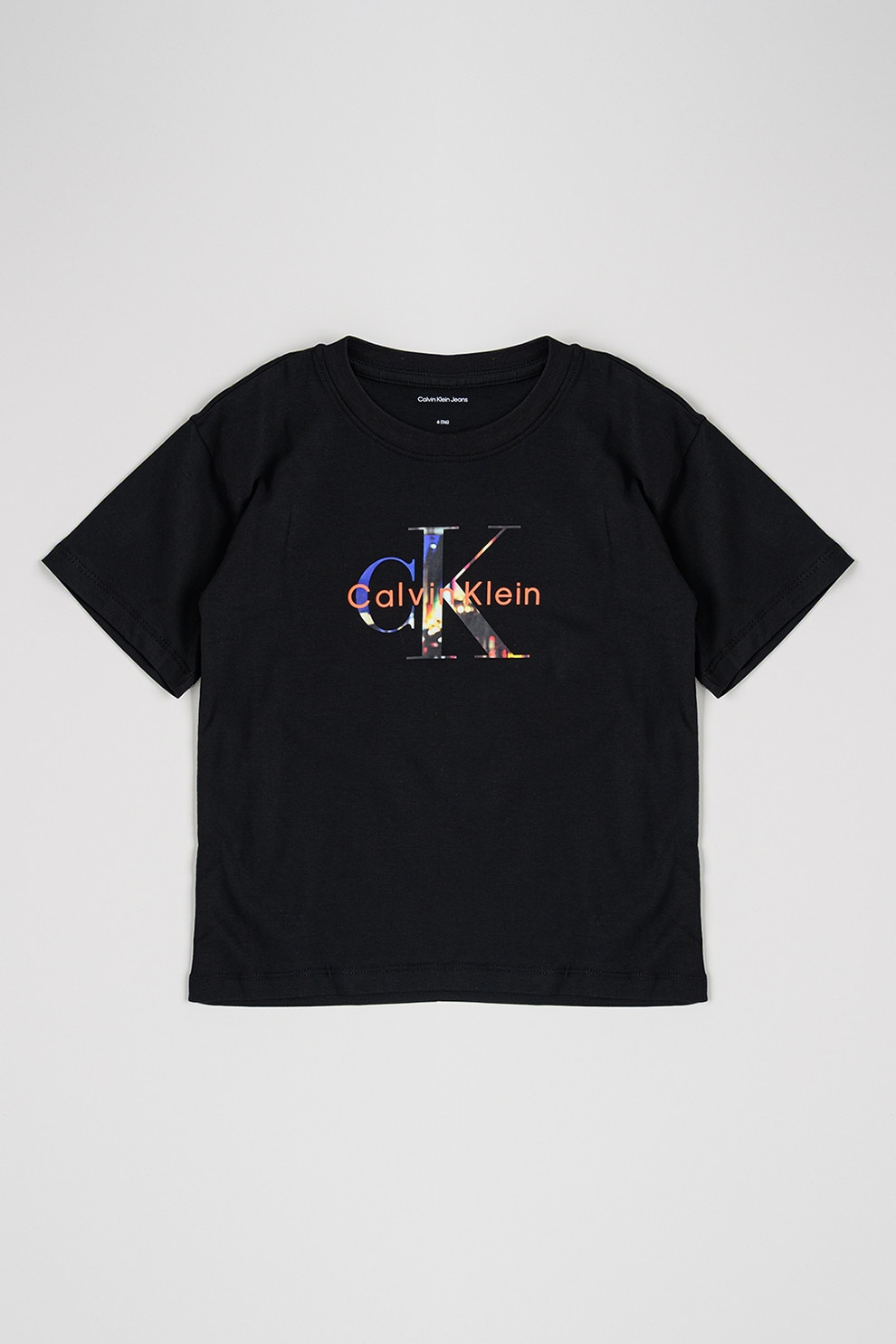 Calvin Klein, Tricou din bumbac cu imprimeu logo, Negru, Galben, 164 CM