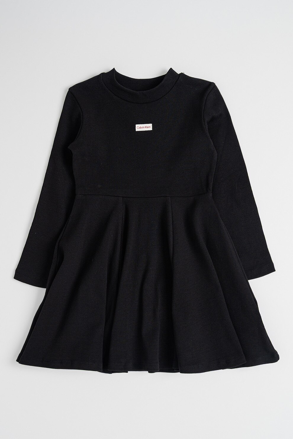 Calvin Klein, Rochie cu pliuri si decolteu la baza gatului, Negru, 164 CM