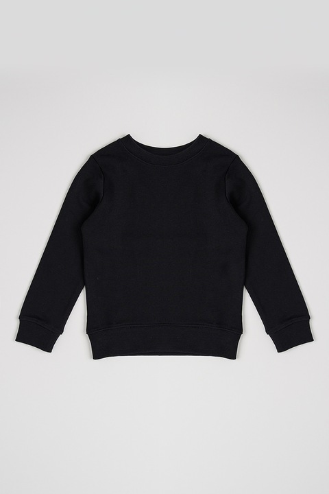 CALVIN KLEIN, Памучен суитшърт с овално деколте, Черен