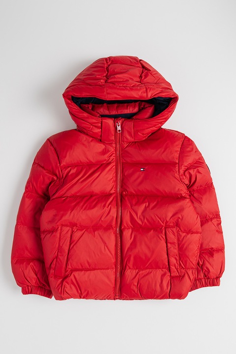 Tommy Hilfiger, Geaca regular fit cu gluga, Rosu