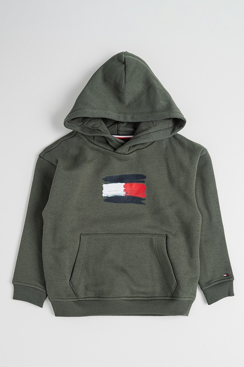 Tommy Hilfiger, Худи с джоб кенгуру, Тъмнозелен