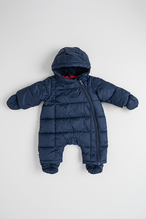 Tommy Hilfiger, Подплатен гащеризон тип ританки с качулка, Тъмносин