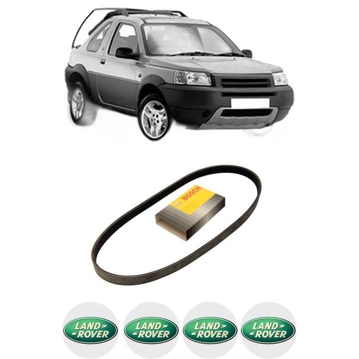 Curea transmisie accesorii LAND ROVER FREELANDER I Soft Top (L314) 2.5 V6 4x4 din 2000-2006, auto, Bosch, 4x Stickere auto cu LAND ROVER