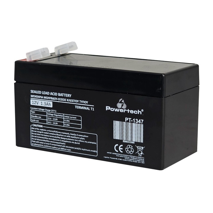 Аксесоари за UPS, POWERTECH, батерия PT-1347, 12V, 1.3Ah