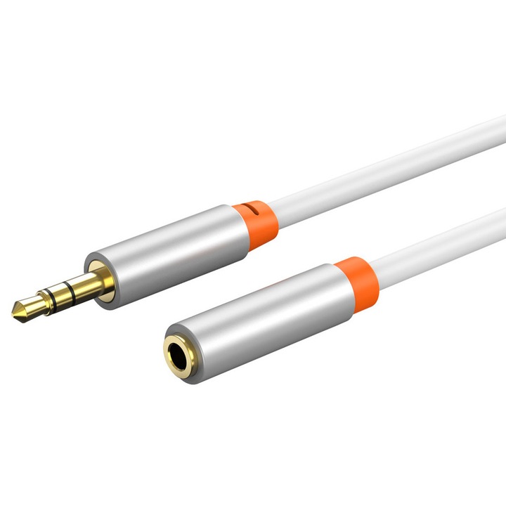 Cabluri audio CABLETIME, 3.5mm, placat cu aur, 3m, alb