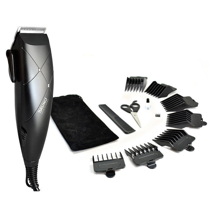 Aparat de tuns BRUNO Set Koureutike Mechane Reumatos cu accesorii si geanta, negru