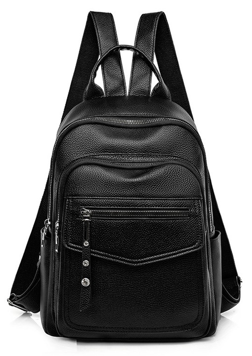 Rucsac fashion dama ROXXANI, model LBAG-0023, design modern, multe buzunare, negru, 22x11x33cm