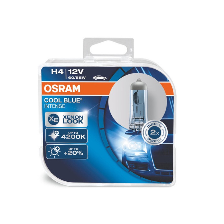 Комплект 2 броя халогенни крушки Osram H4 Cool Blue Intense 12V, 60/55W, P43t