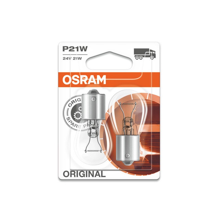 Комплект 2 броя халогенни крушки Osram P21W Original 24V, 21W, BA15s