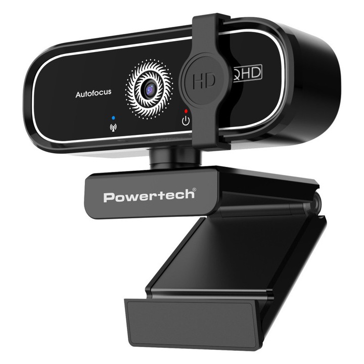 Camera web POWERTECH PT-1427, 5MP, 2K QHD, autofocus, 1.5m, neagra