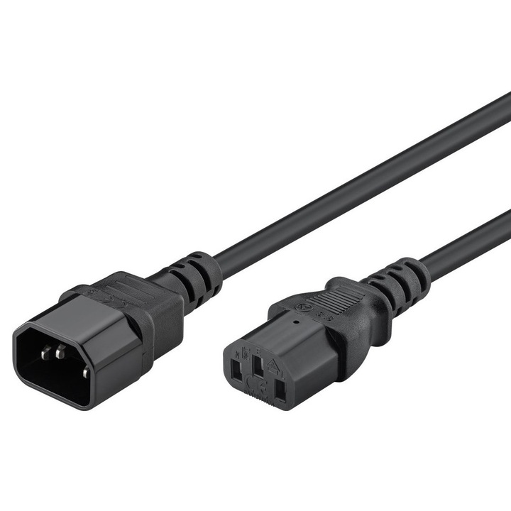 Cablu prelungitor de alimentare POWERTECH CAB-P039, 3x 0.75mm², CCS, 1m, negru