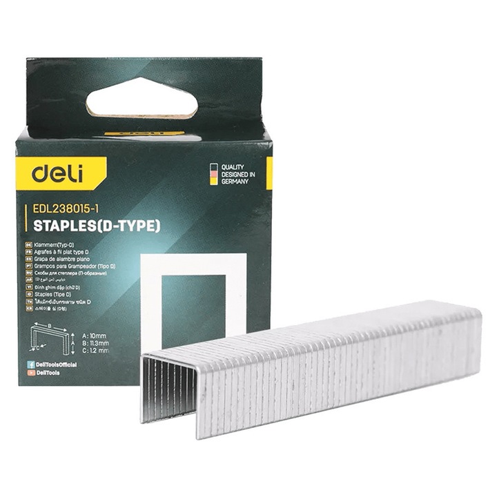 Capse si agrafe, DELI, P EDL238015-1, 1.2x10x11.3mm, 1000 bucati