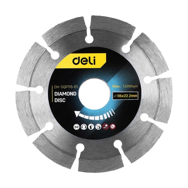 Disc diamantat DELI DH-SQP115-E1, 115mm, 13200rpm