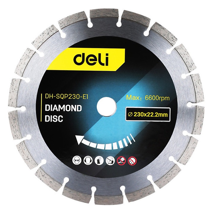 Disc de taiere DELI, 230mm, 6600rpm, pentru polizare si slefuire