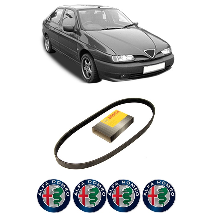 Curea transmisie accesorii ALFA ROMEO 146 (930_) 1.9 JTD (930.B4B) din 1999-2001, auto, Bosch, 4x Stickere auto cu ALFA ROMEO